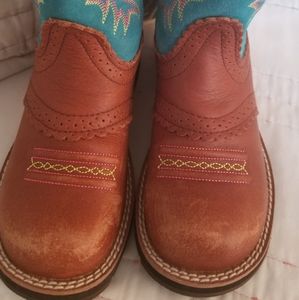 Ariat fatbaby kids size 13 blue and brown